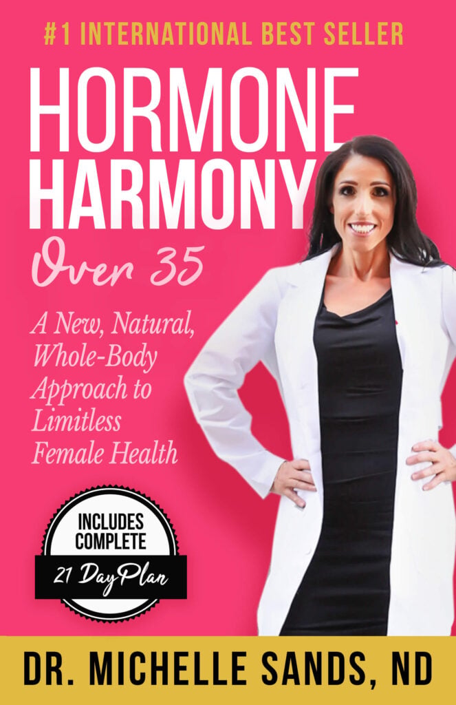Dr Michelle Sands book cover Hormone Harmony over 35 including complete 21 day plan.